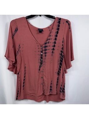 Daytrip Tie Dye Button Front Blouse Small Boho
